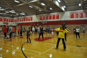 Participants in action at Zumba for Charity event