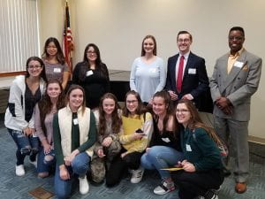Students with panelists at engineering conference
