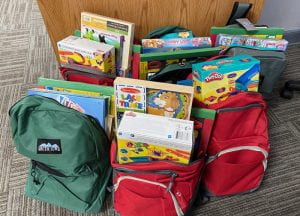 Backpacks filled with pre-K supplies