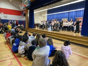 Eckert/Smith's class on stage for The American Revolution play